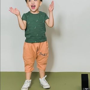 aimama 100% Cotton Salmon 'Smile' Pocket Harem Shorts Size 5 Years
